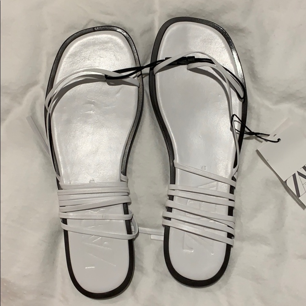 Zara Leather Flat Sandal